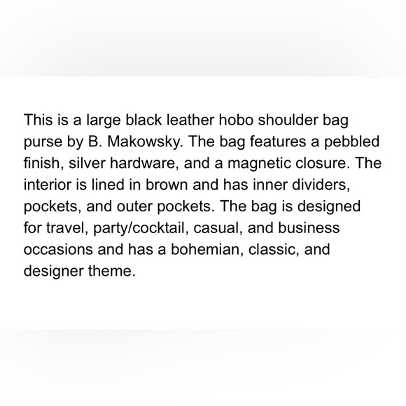 B.Makowski Black Pebble Leather Large Hobo Shoulder Purse Bag Silver Hardware - Picture 2 of 16